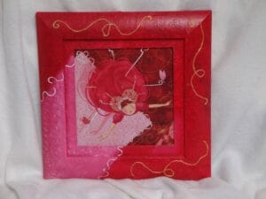 Galerie 68 Exemple d'upcycling. Encadrement d'une carte postale. Peinture sur bois, cadre recyclé