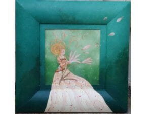 Galerie 49 Encadrement d'une carte postale. Peinture sur bois, cadre recyclé