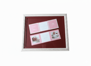 Galerie 47 Encadrement Faire part de naissance. Encadrement avec passe-partout recouvert de papier.