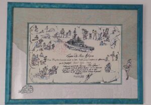 Galerie 48 Filet Anglais et passe partout rehaussé de figures du diplôme. Baguette recouverte d'un papier décoratif