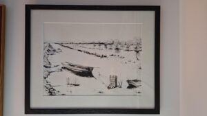 Galerie 34 Encadrement d'un dessin.Passepartout simple Baguette en bois