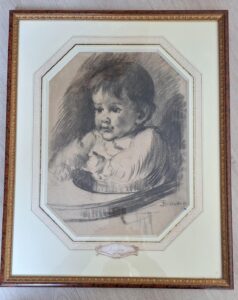 Galerie 33 Encadrement fusain Passe partout ouverture octogonale. Passe partout avec un filet doré et technique du Lavis à l'ancienne, trait au tire-lignes. Biseau anglais