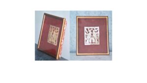 Boitage simple , motif sur fond rouge pour rehausser la couleur de la nacre