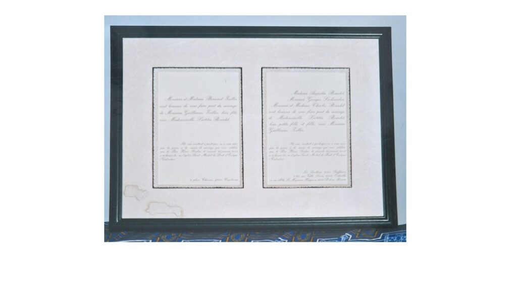 Faire part de mariage classique simple passe partout avec biseau anglais et incrustation